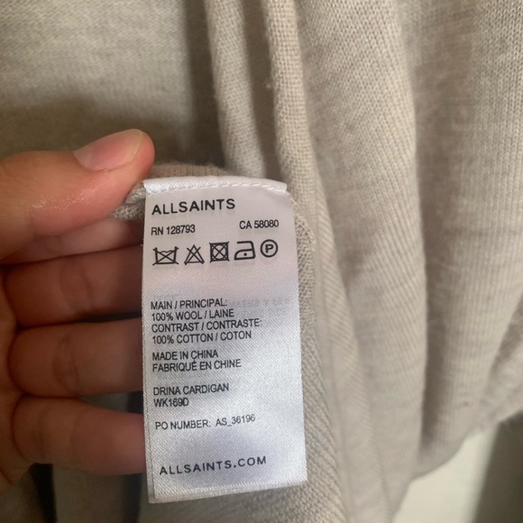 All Saints Gray Wool Drina Cardigan Large - Picture 7 of 7